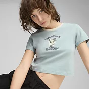 PUMA PUMA X HELLO KITTY 短版 女短袖T恤-63161367 L 綠色