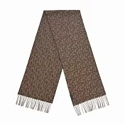 BURBERRY B字印花圖騰羊絨圍巾 咖啡