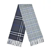 BURBERRY雙色拼接格紋羊絨圍巾 灰色