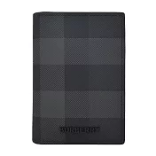 BURBERRY 經典格紋環保帆布小牛皮卡片夾 炭灰色