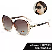【SUNS】Polarized時尚精品狐狸造型名媛款 淑女偏光墨鏡 大框顯小臉 S362 輕量/防眩光/抗UV400   蜜茶棕