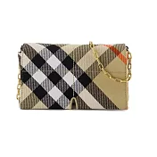  BURBERRY Snip格紋鏈帶斜背包 沙色