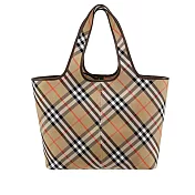 BURBERRY新款格紋小號格紋托特包 沙色