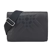 BURBERRY Embossed 印壓格紋小牛皮郵差包 黑色