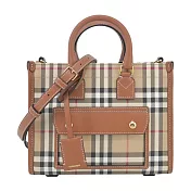 BURBERRY  Freya經典格紋皮革迷你托特包 石楠木棕色