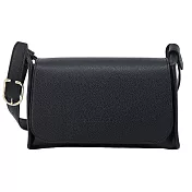 LONGCHAMP LE FOULONNÉ系列牛皮梯形翻蓋斜背包(中) 黑