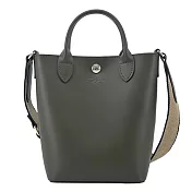 LONGCHAMP ÉPURE系列滑面牛皮手提/斜背兩用包(迷你) 卡其綠
