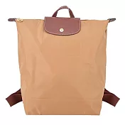 LONGCHAMP LE PLIAGE系列再生尼龍摺疊後背包(中) 小鹿棕