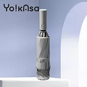 【Yo!kAsa】莫蘭迪輕壓好收反向傘 反光條升級款 雨傘 反向傘 節節收 十骨防風/強力反光/自動摺疊雨傘/車用折疊傘(五色任選) 灰色