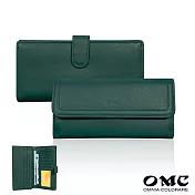 【OMC】納帕18卡1照雙面收納牛皮長夾4103(深墨綠)