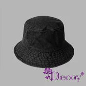 【Decoy】日系圓盆 簡約素色顯臉小防曬牛仔漁夫帽/黑色