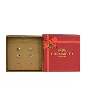COACH 泰迪熊/愛心/圓形玻璃水鑽造型耳環禮盒組 (金色/銀色)