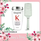 KERASTASE 卡詩 寵愛媽咪套組[髮浴(250ml)+大彎排骨梳]-母親節獻禮-國際航空版 白鑽升肽重建