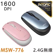 INTOPIC 廣鼎 2.4GHz飛碟無線光學滑鼠(MSW-776) 粉白
