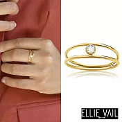 ELLIE VAIL 邁阿密防水珠寶 金色圓形單鑽戒指 簡約雙層 Hollis Double 7號