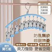 多功能防風晾曬襪夾10夾  (晾衣夾 晾衣架 曬襪架 內衣夾 衣架 吊襪架 毛巾架 襪夾 襪架) 寶石藍