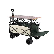 [野一夏] 升降款露營桌手推車 230L大容量×快速折疊×前開收納 150KG承重 多功能露營神器 -米綠