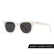 【SUNS】抗UV太陽眼鏡 時髦款墨鏡 高質感墨鏡 復古抖音款 男女同款 S414 白框灰片
