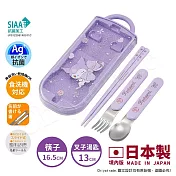 【百科良品】日本製 三麗鷗 凱蒂貓 酷洛米 美樂蒂 環保筷子+湯匙+叉子三件餐具組 抗菌加工Ag+(日本境內版) 酷洛米 紫萌-蝴蝶結