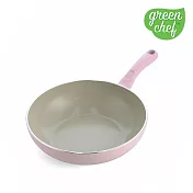 GreenChef Sandstone系列 炒鍋28cm(不含蓋)(櫻花粉)