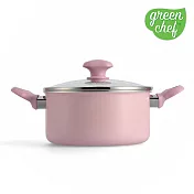 GreenChef Sandstone系列 雙耳湯鍋20cm(含蓋)(櫻花粉)