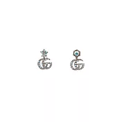 GUCCI GG Logo 花朵及星星水晶墜飾造型針式耳環 (古銅金)