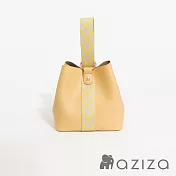 aziza NINA圖騰限量版斜背手拎兩用水桶包  布丁黃