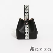 aziza NINA圖騰限量版斜背手拎兩用水桶包  經典黑