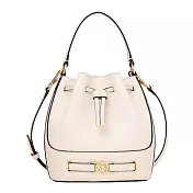 MICHAEL KORS 蛇紋皮革拼接素面皮革兩用水桶包 白