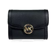 MICHAEL KORS 金屬圓形LOGO按釦短夾-黑