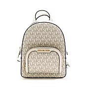 MICHAEL KORS 牛皮拼接老花防刮皮革後背包 香草白