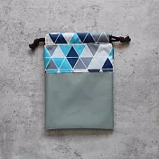 《梵緹希》旅行防水束口收納袋16x20《三角藍格》 灰底