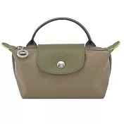 LONGCHAMP LE PLIAGE GREEN系列撞色再生尼龍手提水餃化妝包 朝鮮薊綠