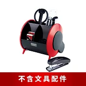 O-Life 90度旋轉置物整理收納盒-不含文具/小物整理盒/儲物盒/桌面收納 黑紅色