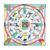 Hermes 愛馬仕 Le Carrousel du Tigre Royal 90 手工捲邊斜紋真絲方巾(白色/綠色)