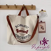 【iSPurple】歐美復古 大容量購物手提肩背帆布包/ Romantic Wonderfu