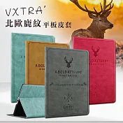 三星 Galaxy Tab S10 FE 北歐鹿紋風格平板皮套 防潑水立架保護套 X520 X526 蒂芬藍綠