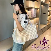 【iSPurple】外出旅遊 大容量千鳥格紋針織行李手提包/ 淺卡
