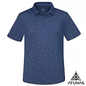 【ATUNAS 歐都納】男循環酷涼節能抑菌短袖POLO衫/大尺碼A1PS2511MC- M 夜幕藍印花