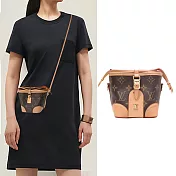 Louis Vuitton Noe 經典Monogram帆布皮革迷你水桶/斜背包 卡其