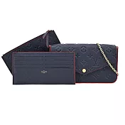 Louis Vuitton Pochette Felicie牛皮壓紋鍊帶手拿/斜背包 (附卡夾/海軍藍)