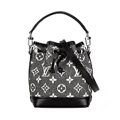 Louis Vuitton Nano Noe Monogram牛仔布束口迷你水桶包 (灰色)