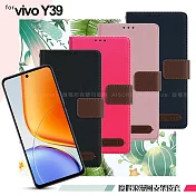 Xmart for vivo Y39 度假浪漫風斜紋側掀支架皮套 藍色