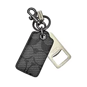 COACH 滿版LOGO開罐器鑰匙圈-黑灰