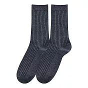 【ONEDER 旺達棉品】中筒堆堆襪 坑條襪 寬羅紋長襪 台灣製女襪棉襪- 燕尾灰 GK-A6-2