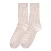 【ONEDER 旺達棉品】中筒堆堆襪 坑條襪 寬羅紋長襪 台灣製女襪棉襪- 古董白 GK-A6-4