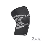 【Reebok】Knee Support 透氣運動護膝 (兩入組) M Black/Grey