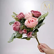 【Floral M】英倫復古玫瑰花束莫蘭粉仿真花花材（1入/組）