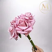 【Floral M】手感保濕安娜玫瑰藕粉色仿真花材（5入組）