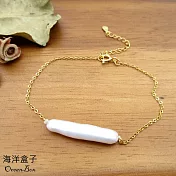 優雅方形條狀炫彩巴洛克珍珠925金色純銀手鍊.精緻鍍金.女用手鍊